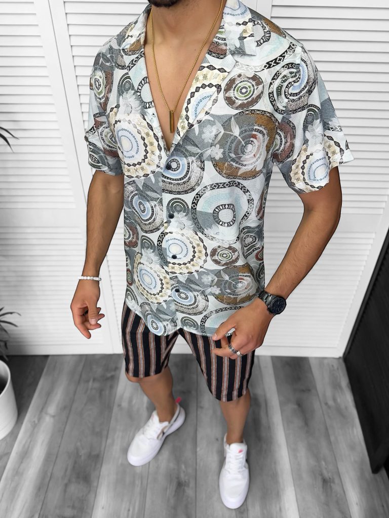 Compleu de vara camasa imprimeu  + pantaloni 13225-Recent adaugate