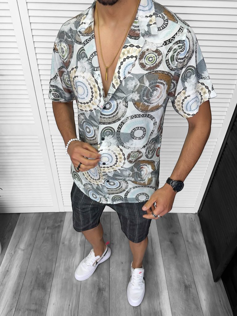 Compleu de vara camasa imprimeu  + pantaloni 13227-Recent adaugate