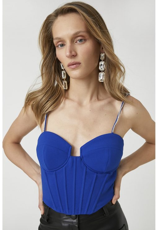 Corset uni cu barete cu strasuri-FEMEI/IMBRACAMINTE/Bluze-IMBRACAMINTE/Bluze