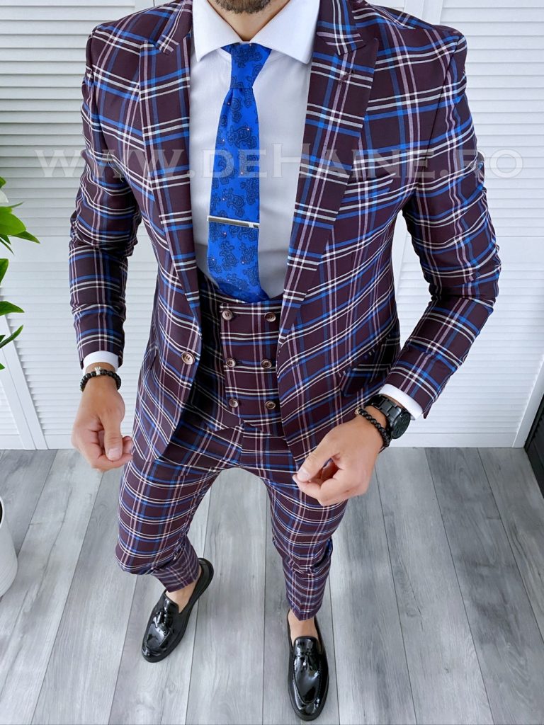 Costum barbati slim fit (PANTALONI + VESTA)  4224 N7-4.3-Costume barbati