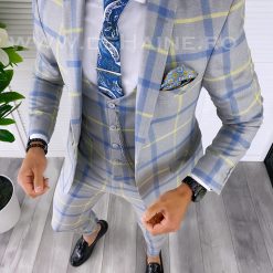 Costum barbati slim fit (PANTALONI + VESTA)  5379 N7-4.2-Costume barbati