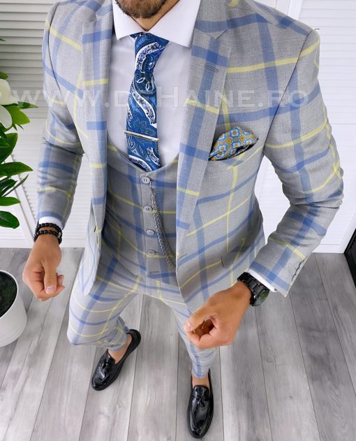 Costum barbati slim fit (PANTALONI + VESTA)  5379 N7-4.2-Costume barbati