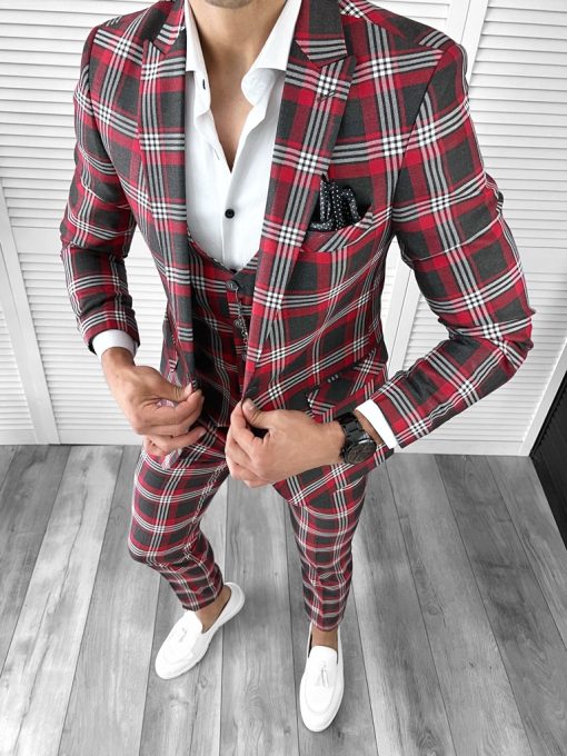 Costum barbati slim fit (PANTALONI + VESTA)  7808  O4-3.3-Costume barbati