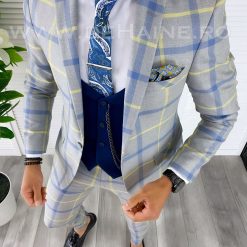 Costum barbati slim fit (SACOU+ VESTA)  bleumarin 5385-Costume barbati