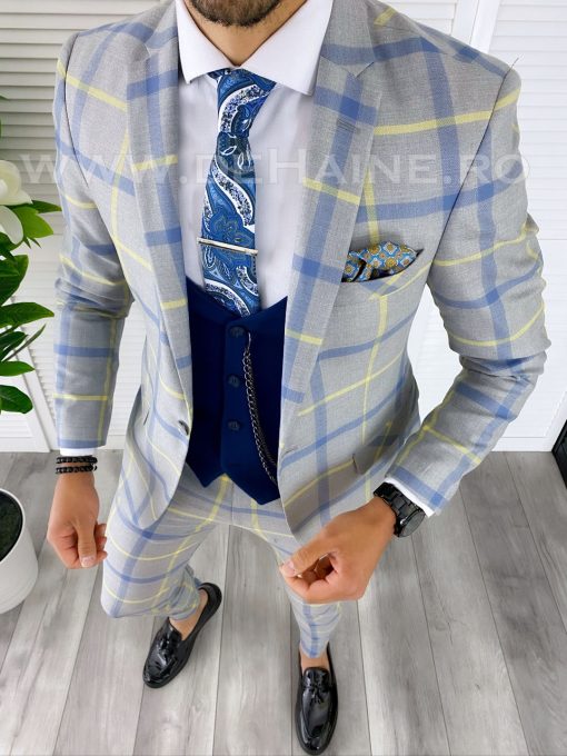 Costum barbati slim fit (SACOU+ VESTA)  bleumarin 5385-Costume barbati