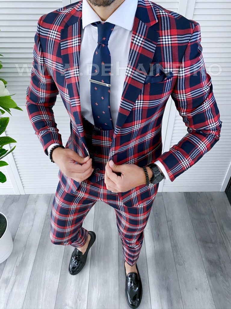 Costum barbati slim fit (SACOU + Vesta)  4227  N8-3.1-Costume barbati