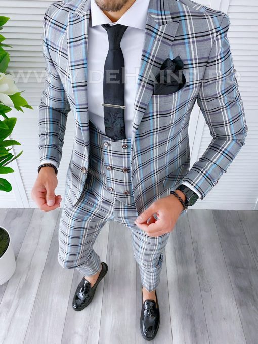 Costum barbati slim fit (SACOU + Vesta)  A7807  O3-3.2-Costume barbati