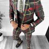 Costum barbati slim fit in carouri (PANTALONI + VESTA) 7917 O3-3.3-Costume barbati