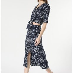 Fusta De Dama Albastru.Marin Midi skirt-FEMEI/IMBRACAMINTE/Rochii-IMBRACAMINTE/Rochii