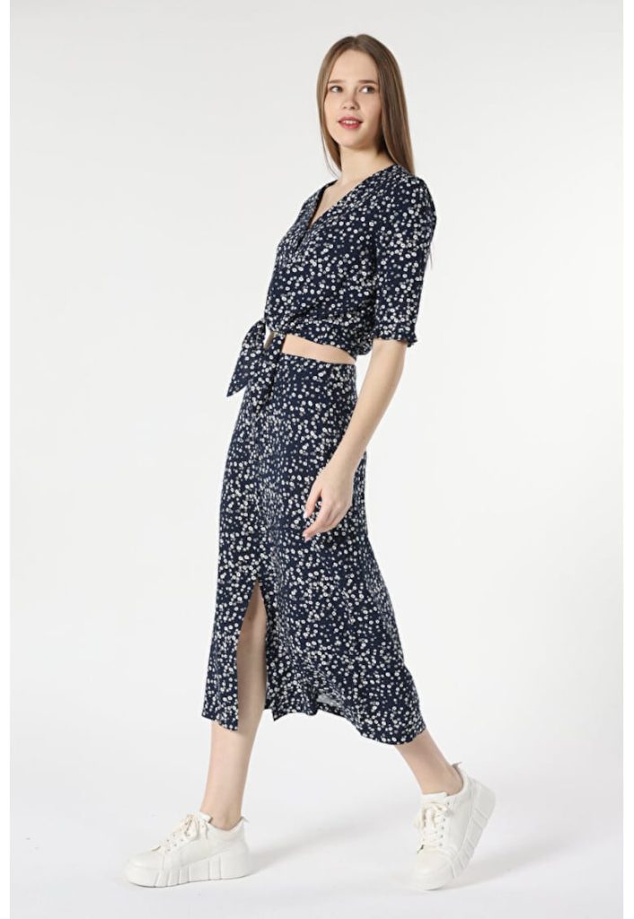 Fusta De Dama Albastru.Marin Midi skirt-FEMEI/IMBRACAMINTE/Rochii-IMBRACAMINTE/Rochii