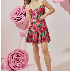 Fusta evazata cu imprimeu floral-FEMEI/IMBRACAMINTE/Fuste-IMBRACAMINTE/Fuste