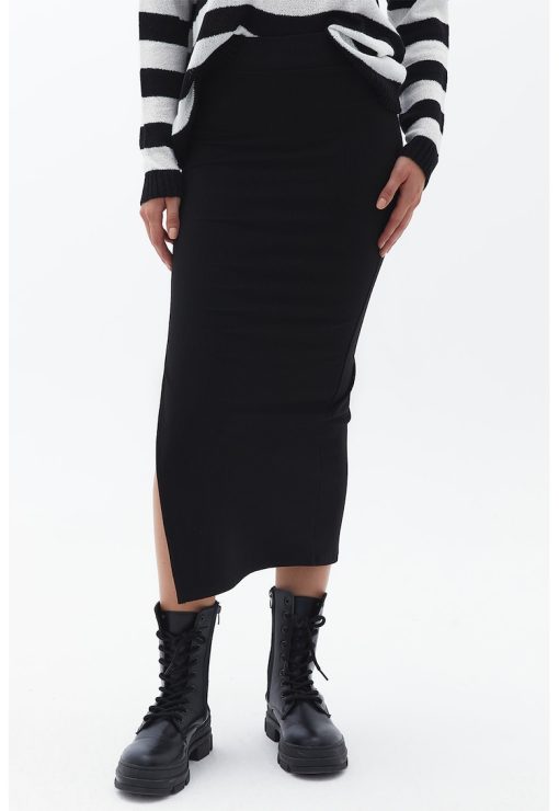 Fusta midi cambrata cu slit lateral-FEMEI/IMBRACAMINTE/Fuste-IMBRACAMINTE/Fuste