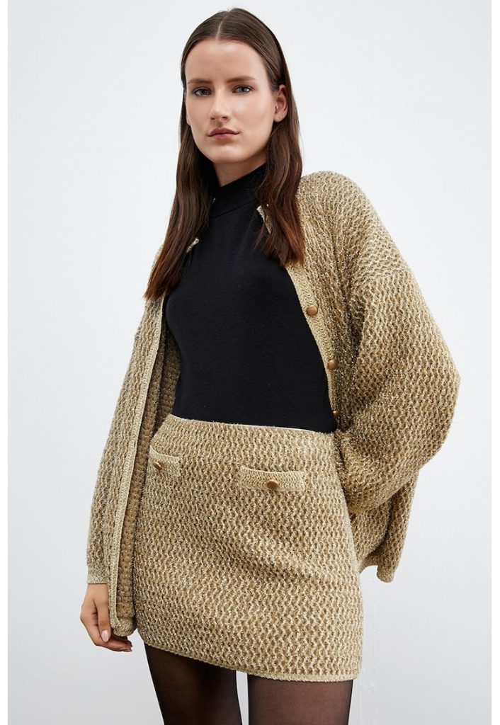 Fusta mini cu insertii de lurex-FEMEI/IMBRACAMINTE/Fuste-IMBRACAMINTE/Fuste