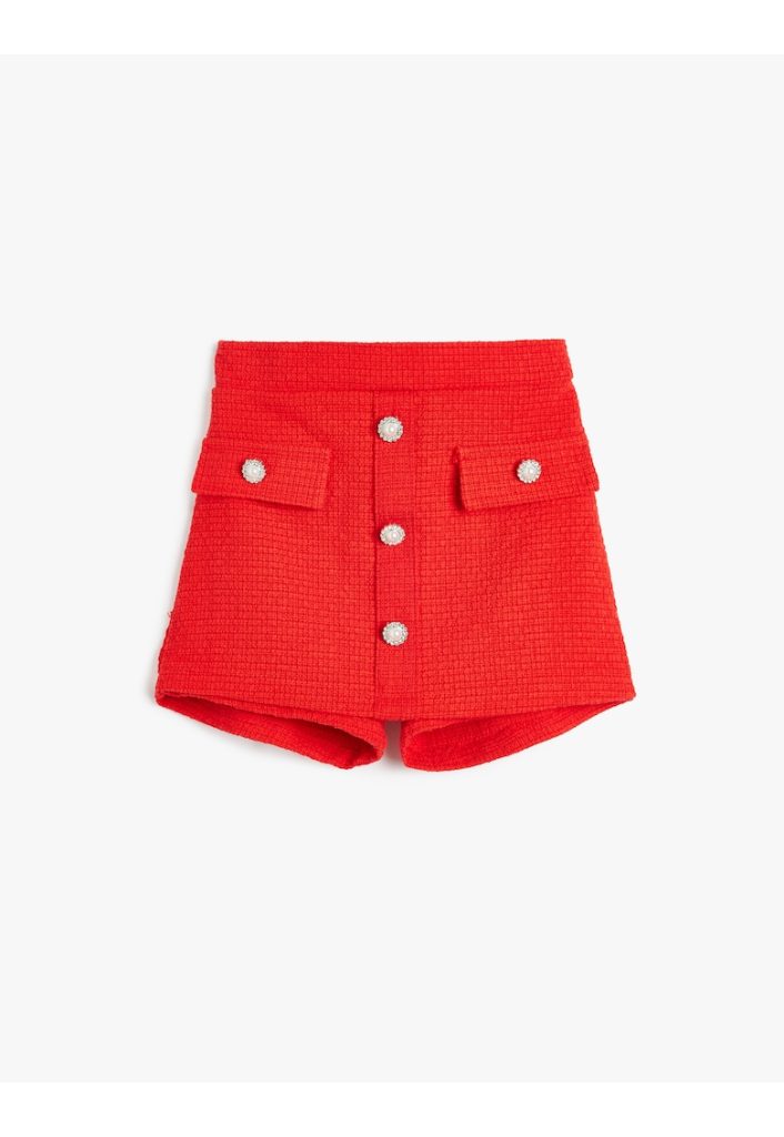 Fusta-pantalon din tuid cu nasturi-bijuterie-FETE/IMBRACAMINTE/Sorturi-IMBRACAMINTE/Sorturi