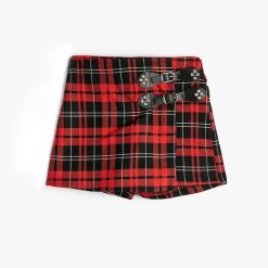 Fusta-pantalon in carouri cu talie elastica-FETE/IMBRACAMINTE/Sorturi-IMBRACAMINTE/Sorturi