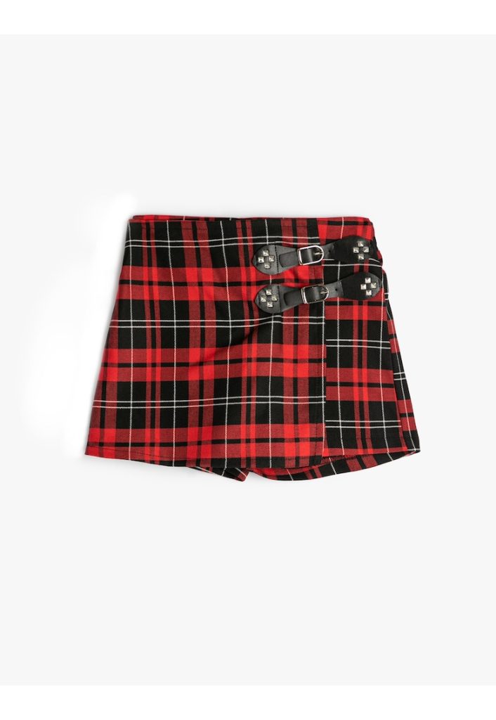 Fusta-pantalon in carouri cu talie elastica-FETE/IMBRACAMINTE/Sorturi-IMBRACAMINTE/Sorturi
