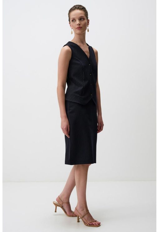 Fusta slim fit cu dungi-FEMEI/IMBRACAMINTE/Fuste-IMBRACAMINTE/Fuste
