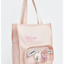 Geanta shopper cu buzunar frontal-FETE/GENTI SI ACCESORII/Rucsacuri-GENTI SI ACCESORII/Rucsacuri
