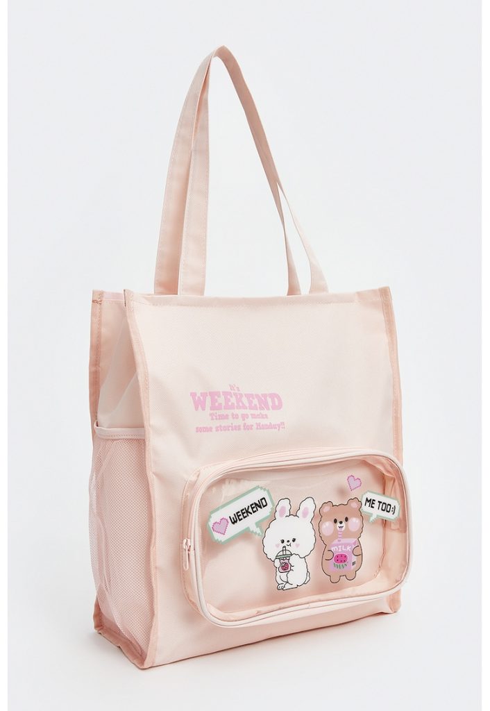 Geanta shopper cu buzunar frontal-FETE/GENTI SI ACCESORII/Rucsacuri-GENTI SI ACCESORII/Rucsacuri