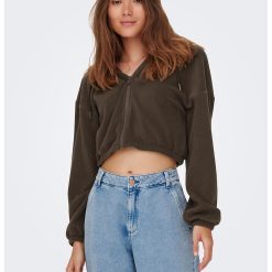 Hanorac crop din material fleece Karoi-FEMEI/IMBRACAMINTE/Hanorace-IMBRACAMINTE/Hanorace