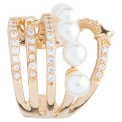 Inel cu cristale si perle sintetice-FEMEI/GENTI SI ACCESORII/Bijuterii-GENTI SI ACCESORII/Bijuterii