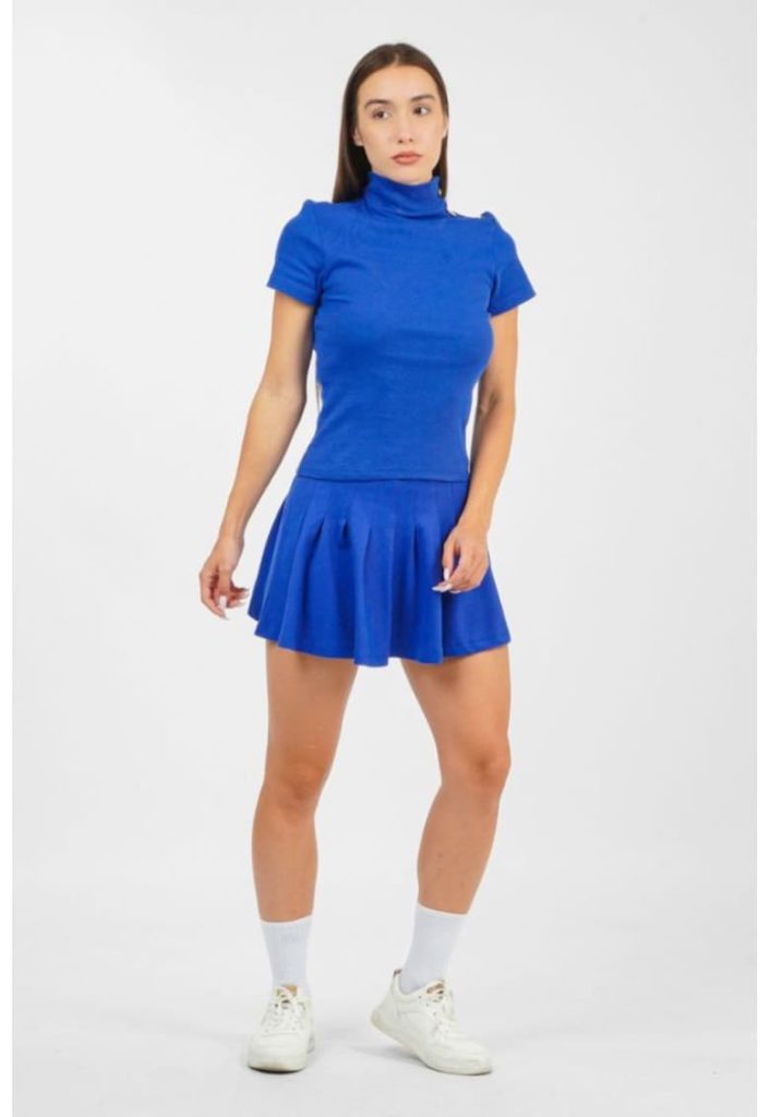 Maleta albastra cu maneca scurta pentru dame-FEMEI/IMBRACAMINTE/Bluze-IMBRACAMINTE/Bluze