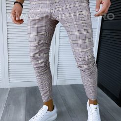 Pantaloni barbati casual regular fit in carouri B1928 N8-4.2-Pantaloni > Pantaloni casual