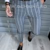Pantaloni barbati eleganti gri in dungi B1644 U2-Pantaloni > Pantaloni eleganti