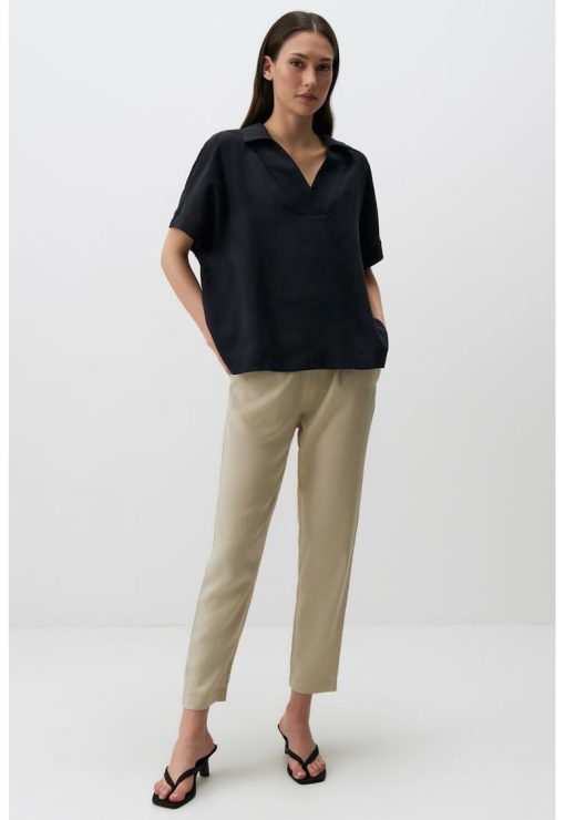 Pantaloni conici crop din tencel-FEMEI/IMBRACAMINTE/Pantaloni si colanti-IMBRACAMINTE/Pantaloni si colanti