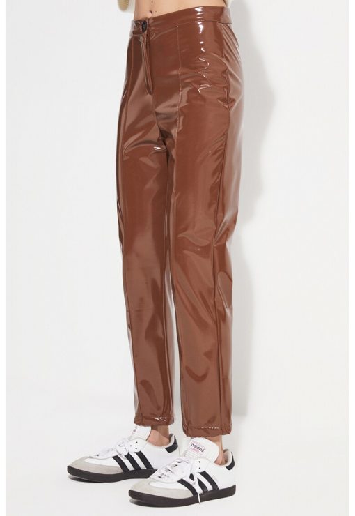Pantaloni crop slim fit din piele lacuita-FEMEI/IMBRACAMINTE/Pantaloni si colanti-IMBRACAMINTE/Pantaloni si colanti