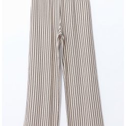 Pantaloni cu croiala ampla si model in dungi-FEMEI/IMBRACAMINTE/Pantaloni si colanti-IMBRACAMINTE/Pantaloni si colanti