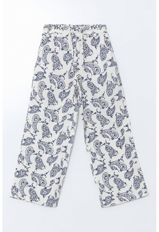 Pantaloni cu talie elastica si model paisley-FETE/IMBRACAMINTE/Blugi-IMBRACAMINTE/Blugi