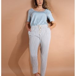 Pantaloni cu talie inalta in dungi Milani-FEMEI/IMBRACAMINTE/Pantaloni si colanti-IMBRACAMINTE/Pantaloni si colanti
