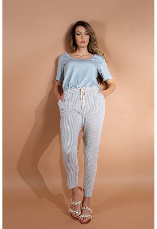 Pantaloni cu talie inalta in dungi Milani-FEMEI/IMBRACAMINTE/Pantaloni si colanti-IMBRACAMINTE/Pantaloni si colanti