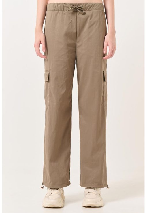 Pantaloni cu talie inalta si buzunare aplicate-FEMEI/IMBRACAMINTE/Pantaloni si colanti-IMBRACAMINTE/Pantaloni si colanti