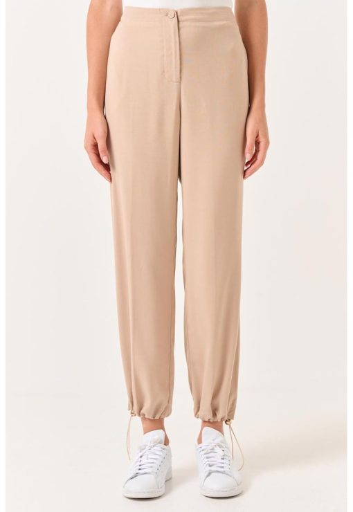 Pantaloni cu talie inalta si terminatie cu snur-FEMEI/IMBRACAMINTE/Pantaloni si colanti-IMBRACAMINTE/Pantaloni si colanti