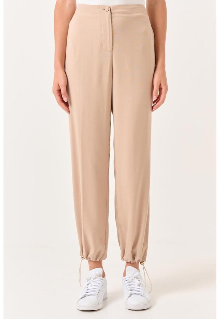 Pantaloni cu talie inalta si terminatie cu snur-FEMEI/IMBRACAMINTE/Pantaloni si colanti-IMBRACAMINTE/Pantaloni si colanti