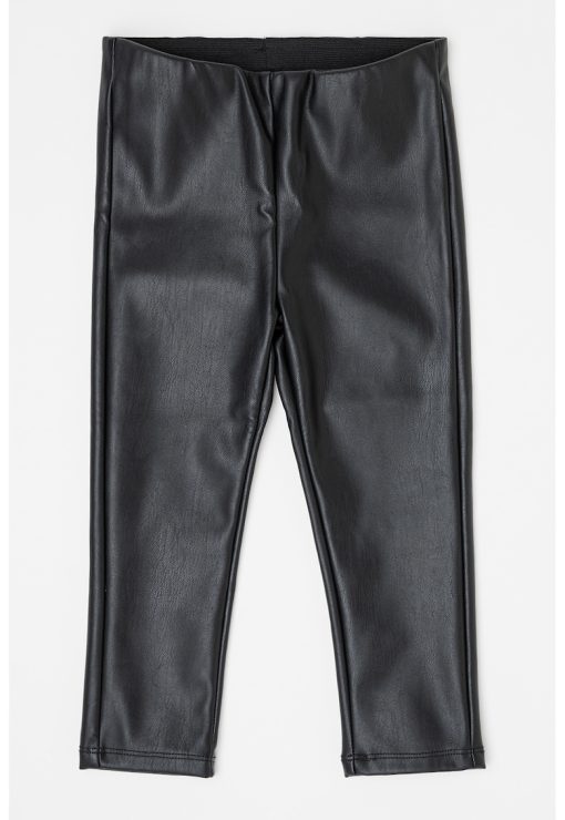 Pantaloni de piele ecologica cu talie elastica-FETE/IMBRACAMINTE/Blugi-IMBRACAMINTE/Blugi