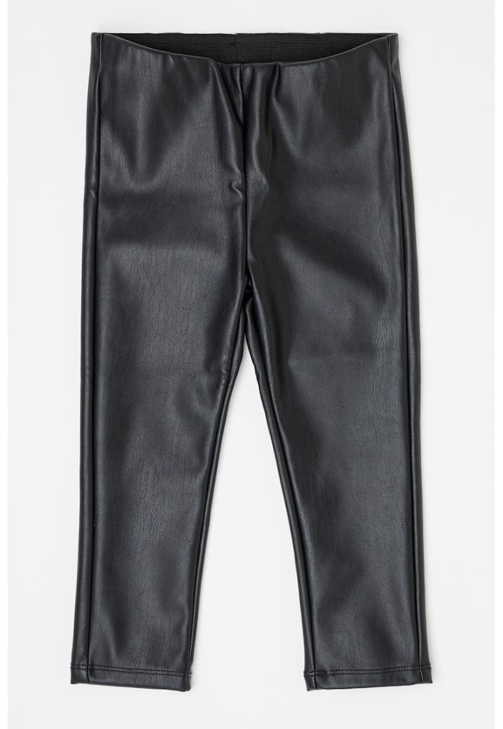 Pantaloni de piele ecologica cu talie elastica-FETE/IMBRACAMINTE/Blugi-IMBRACAMINTE/Blugi