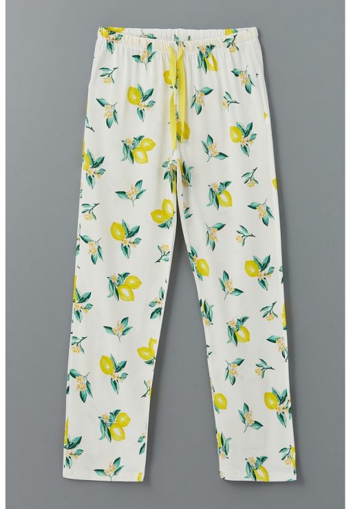 Pantaloni de pijama cu snur de ajustare si imprimeu-FEMEI/IMBRACAMINTE/Pijamale si halate de baie-IMBRACAMINTE/Pijamale si halate de baie