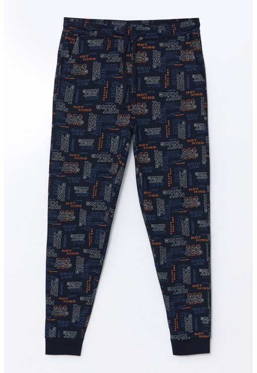 Pantaloni de pijama din bumbac cu model text-BARBATI/IMBRACAMINTE/Pijamale si halate de baie-IMBRACAMINTE/Pijamale si halate de baie
