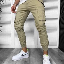 Pantaloni de trening cargo  kaki  conici 3157 O3-1.1-Pantaloni > Pantaloni de trening