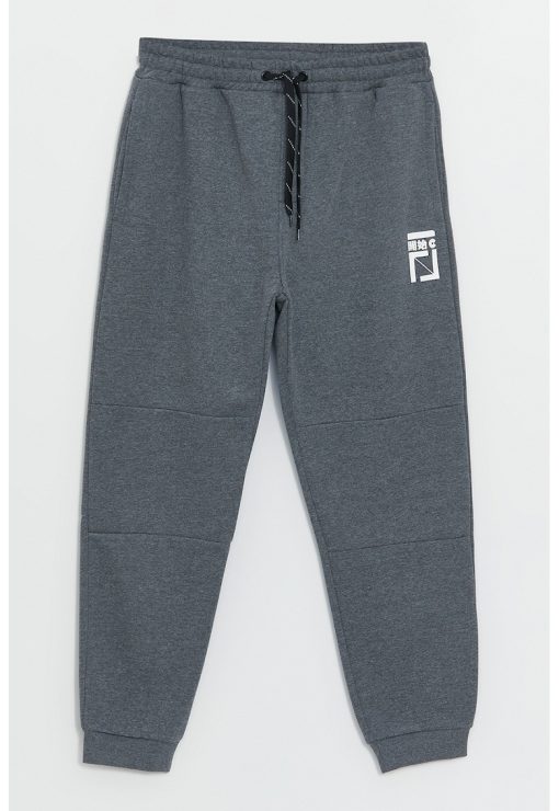 Pantaloni de trening din amestec de bumbac cu talie ajustabila-BARBATI/IMBRACAMINTE/Pantaloni si colanti-IMBRACAMINTE/Pantaloni si colanti