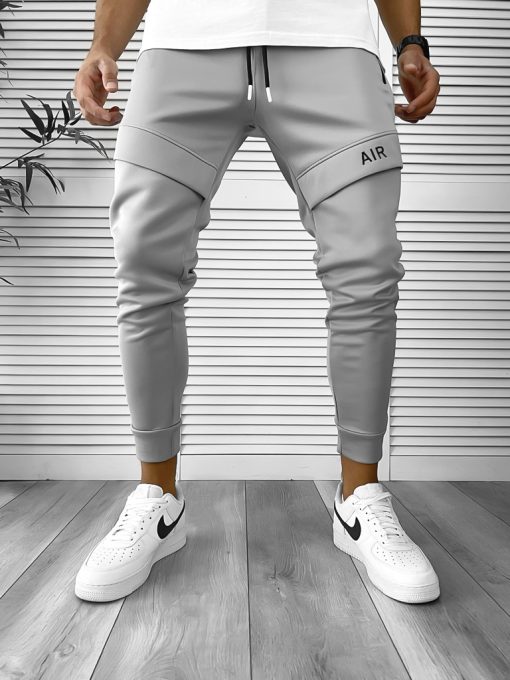 Pantaloni de trening gri conici 12360  O2-3.2-Pantaloni > Pantaloni de trening