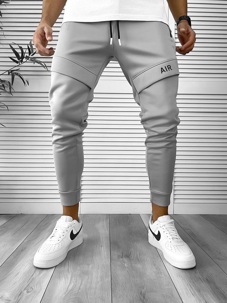Pantaloni de trening gri conici 12360  O2-3.2-Pantaloni > Pantaloni de trening