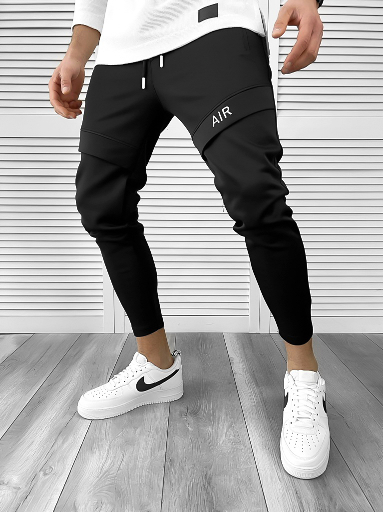 Pantaloni de trening negri conici 10236 N2-3.3-Pantaloni > Pantaloni de trening