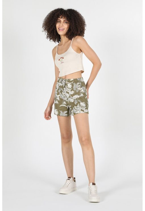 Pantaloni scurti cu imprimeu si buzunare-FEMEI/IMBRACAMINTE/Pantaloni si colanti-IMBRACAMINTE/Pantaloni si colanti