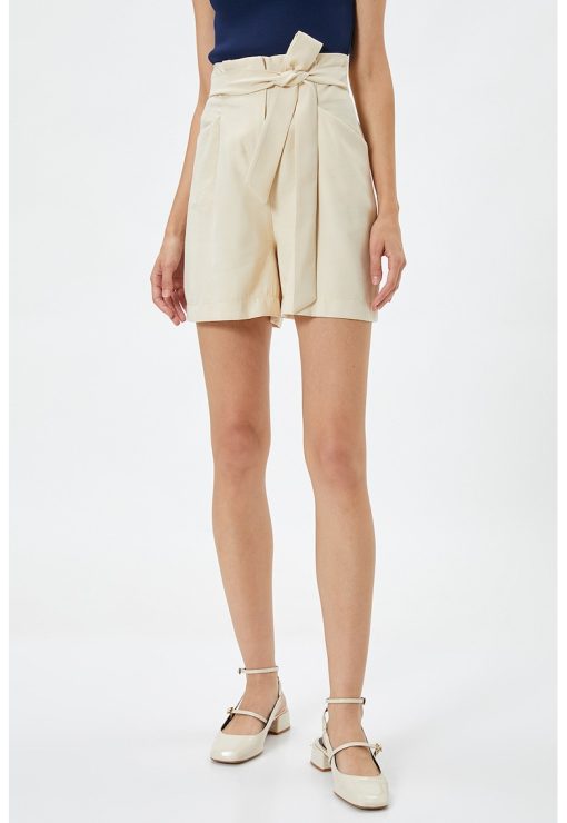 Pantaloni scurti cu snur in talie-FEMEI/IMBRACAMINTE/Pantaloni si colanti-IMBRACAMINTE/Pantaloni si colanti