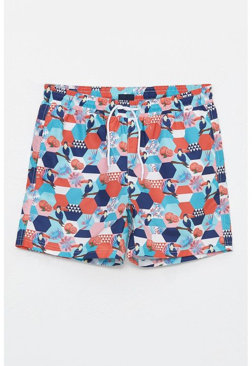 Pantaloni scurti cu snururi si imprimeu-BARBATI/IMBRACAMINTE/Costume de baie-IMBRACAMINTE/Costume de baie