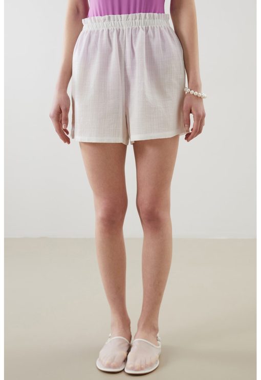 Pantaloni scurti cu talie elastica si talie inalta-FEMEI/IMBRACAMINTE/Pantaloni si colanti-IMBRACAMINTE/Pantaloni si colanti